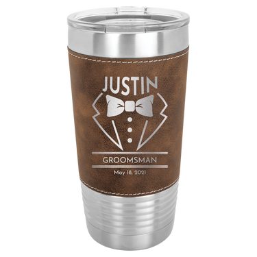 Custom Engraved 20oz Leatherette Tumblers Ideal Gifts for Groomsmen & Best Man